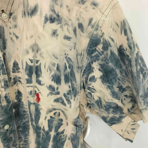 ラルフローレン RALPH LAUREN BLAIRE ポニー刺繍 ブリーチタイダイ柄 ボタンダウン S/S シャツ メンズ import:XL